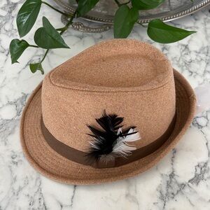 Tan Fedora with Feather